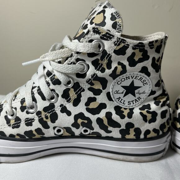 Converse Chuck Taylor All Star High Leopard Sneakers Pocket 167086C W6 Rare - Picture 10 of 12
